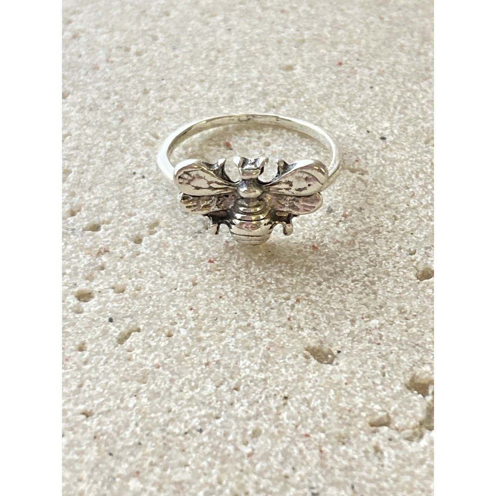 Silver Tone Bee Ring Insect Nature Cottagecore Whimsical Fairy Woodland Size 7